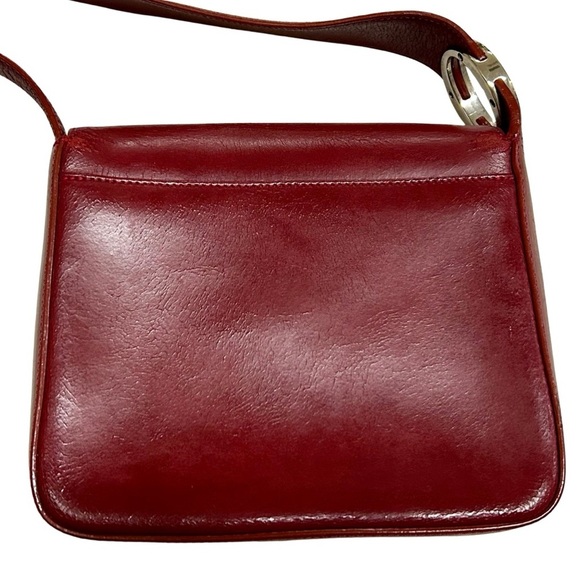 Vintage Oroton Red Leather Shoulder Bag with Silver Ring Detail - Picture 8 of 11